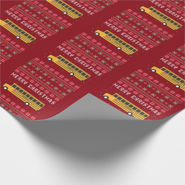 Papel De Presente Suor de Natal Feio de Ônibus Amarelo (Ponta)