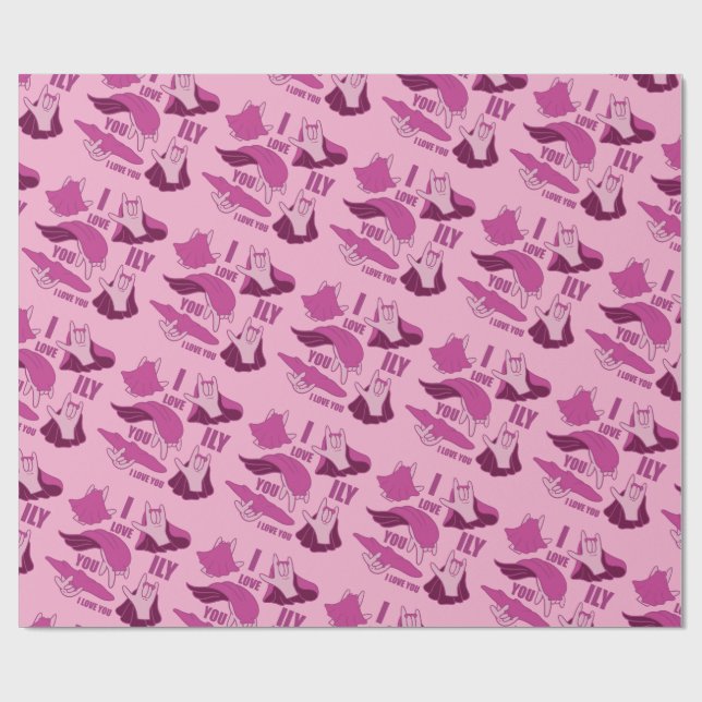 Papel De Presente Super-herói ILY - Design ASL (Aberto)