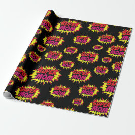 Papel De Presente Super Mãe de Preto