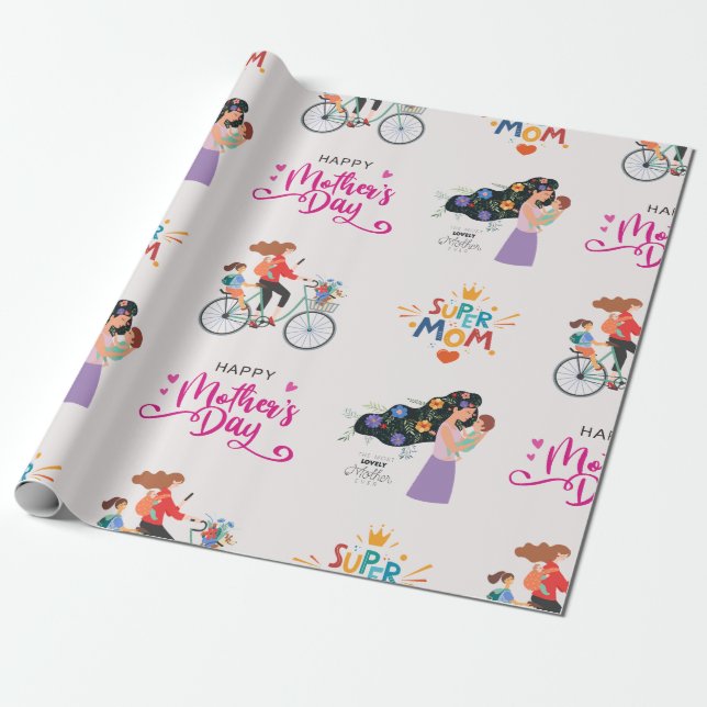 Papel De Presente Super Mãe | Dia das Mães (Desenrolado)