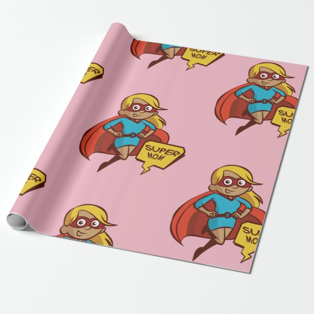 Papel De Presente Super-mãe voadora colorida (Desenrolado)