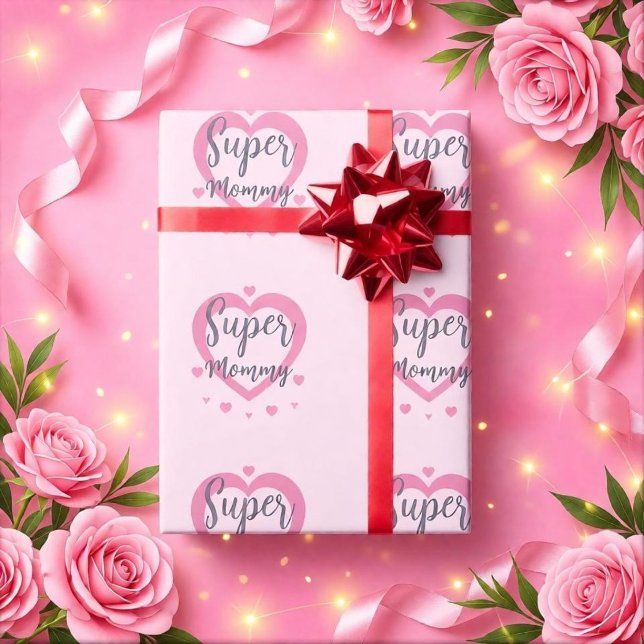 Papel De Presente Super Mamãe Presente Personalizado de Melhor Mamãe (Criador carregado)