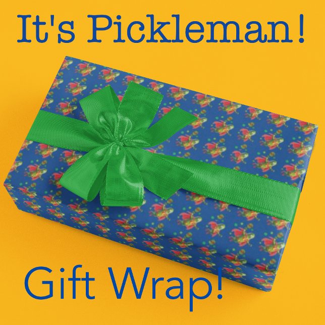 Papel De Presente Super Pickleman Vermelho Verde Azul (Fun pickleball themed wrapping paper!)