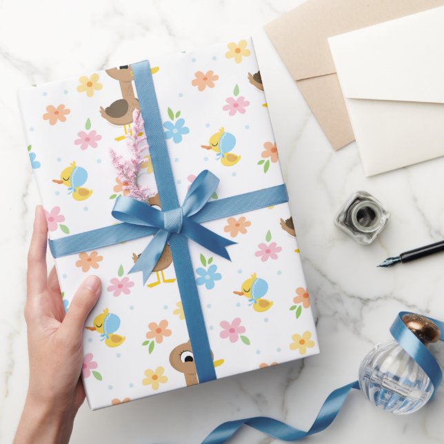 Papel De Presente Super Simples | chá de fraldas Garoto de 5 Patos P (Presentear)