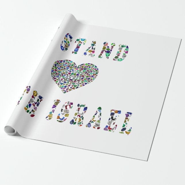 Papel De Presente Suportar Israel - Design Gemstone Lettering (Desenrolado)