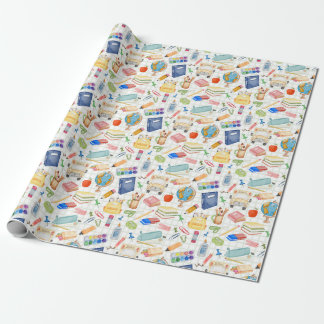 Papel De Presente Suprimentos de Aquarela para Volta às Aulas