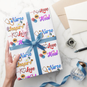 Papel De Presente Suprimentos de Enfermeira Inspiram Amor Curar Med