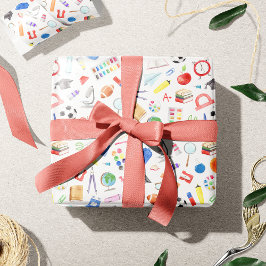 Papel De Presente Suprimentos escolares bonitos de volta ao padrão e