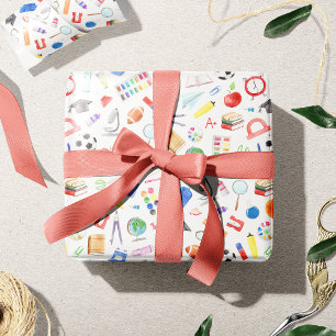 Papel De Presente Suprimentos escolares bonitos de volta ao padrão e