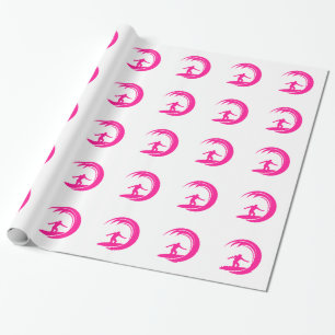 Papel De Presente Surfe Rosa Quente