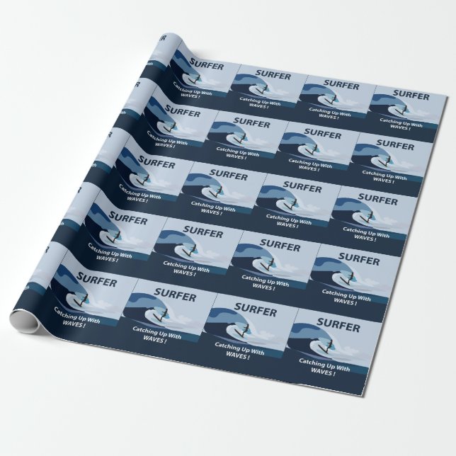 Papel De Presente Surfer Beach Surfing (Desenrolado)