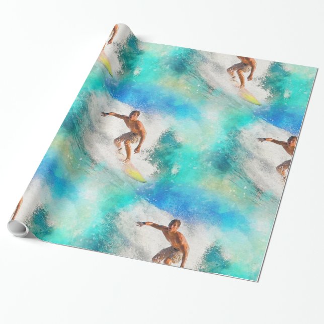 Papel De Presente Surfing 17A-B Options Wrapping Paper (Desenrolado)