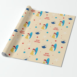 Papel De Presente Surfing Beach Dog Christmas Holiday Gift Wrap