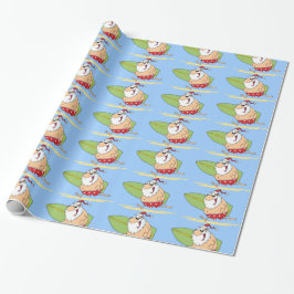 Papel De Presente Surfing Santa Claus