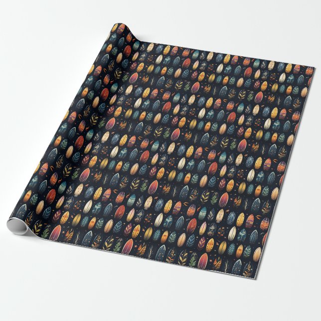 Papel De Presente Surfs em preto (Desenrolado)