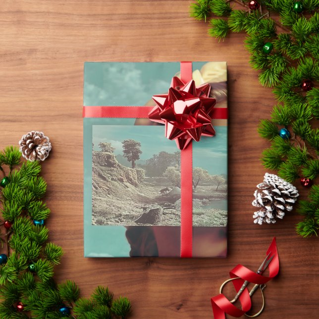 Papel De Presente Surreal Landscape Vision, Surreal female portrait  (Presente de Natal)