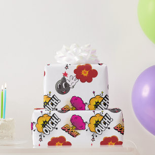 Papel De Presente Surto de Arte Pop de Quadrinhos Ai Presente Branco
