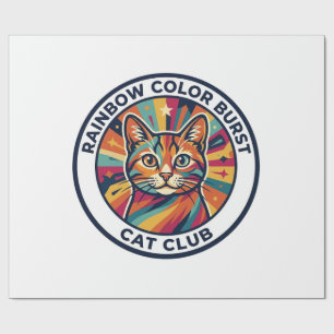 Papel De Presente Surto de Cor de Arco-íris Gato Design Fofo de Gati