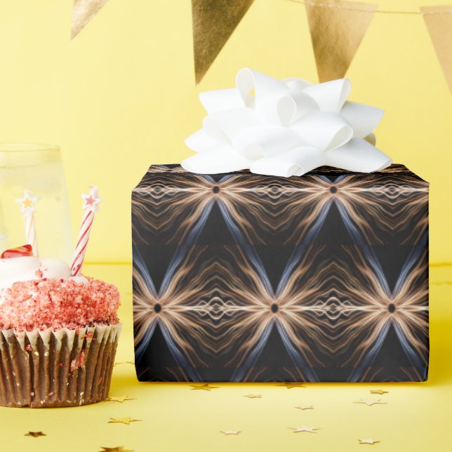 Papel De Presente Surto Simétrico de Luz no Preto (Festa de aniversário)