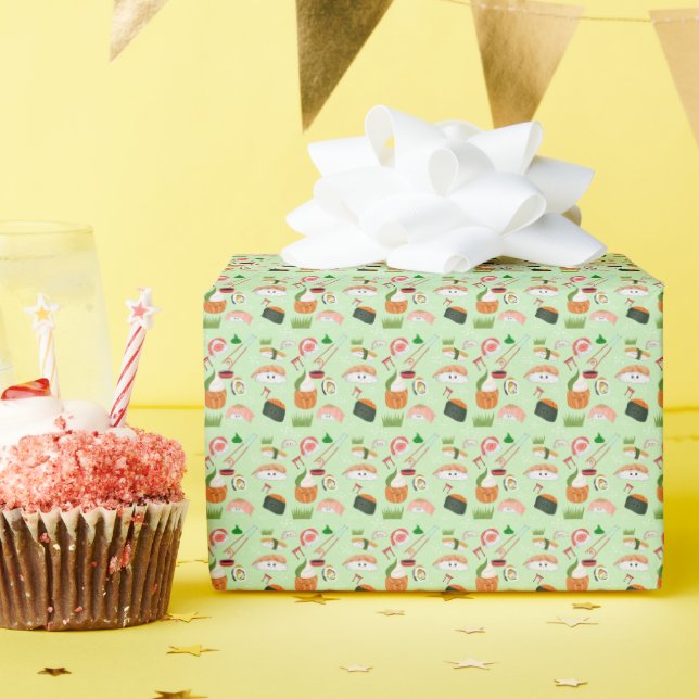 Papel De Presente Sushi Feliz Kawaii  (Festa de aniversário)