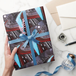 Papel De Presente Suspenso sobre a pintura azul por Alfred Fox