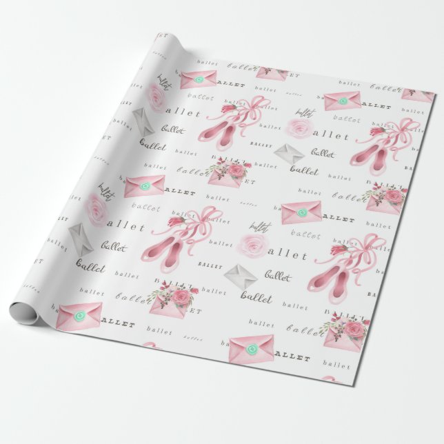 Papel De Presente Suspiradores de Balé rosa (Desenrolado)