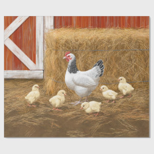 Papel De Presente Sussex Chicken Mama Hen e Pintinhos