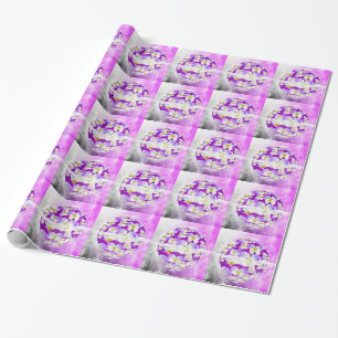 Papel De Presente Sutil, simples padrão de flor de amor-perfeito vio