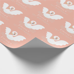 Papel De Presente Swan Princess Modern Pink Girl Birth