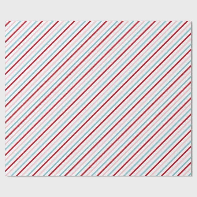Papel De Presente Sweet Candy Stripe Red Pink Blue Holiday/Bday  (Aberto)
