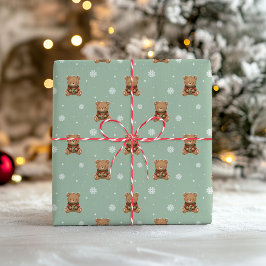 Papel De Presente Sweet Christmas Teddy Bear Wrapping Paper