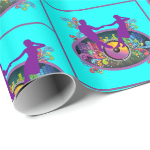 Papel De Presente Swing Dance Casal On Record And Music Beats