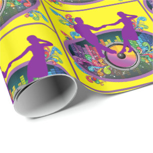 Papel De Presente Swing Dance Casal On Record And Music Beats