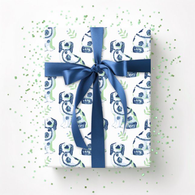 Papel De Presente Swoon Staffordshire Dogs Sprig Slate and Green (Criador carregado)