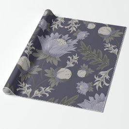 Papel De Presente Symmetrical dark purple floral pattern