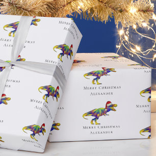 Papel De Presente T-Rex engraçado de Natal Personalizado