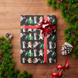 Papel De Presente Tabby Cats Decorando Bobo Engraçado Natal Preto