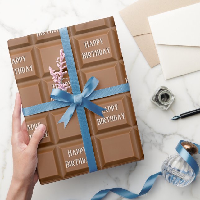 Papel De Presente Tablete de Chocolate Feliz Aniversário (Presentear)