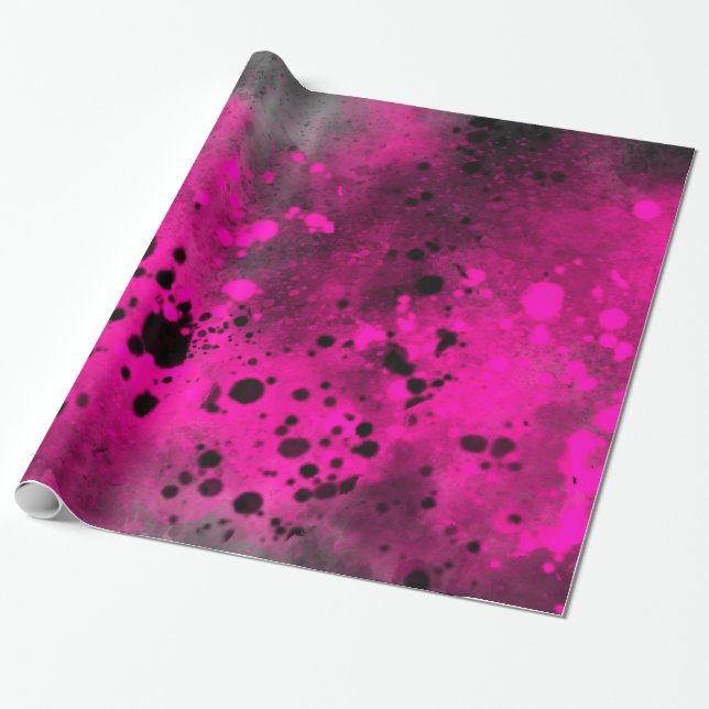 Papel De Presente Tabuleiro de Tinta Rosa Retroativo (Desenrolado)