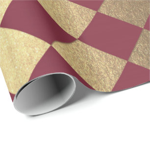 Papel De Presente Tabuleiro Metálico Dourado Maroon Maruon