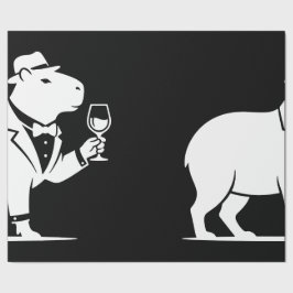 Papel De Presente Taça de Vinho de Capivara Engraçada Minimalista Mo