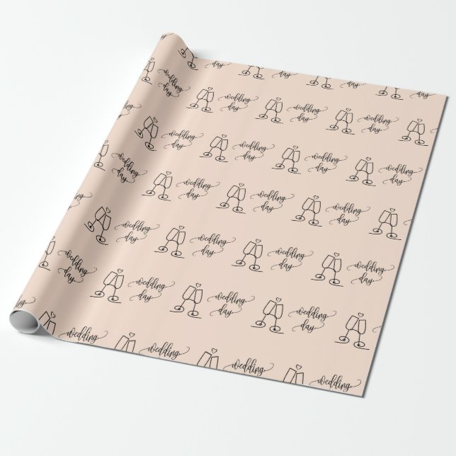 Papel De Presente Taças de Champanhe Brindes ao Amor Romântico Sem C (Desenrolado)