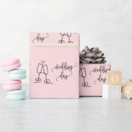 Papel De Presente Taças de Champanhe para Dia de Noivado Rosa Claro 