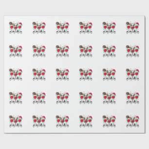Papel De Presente Taças de Vinho Tinto de Natal Vetor de Feriado