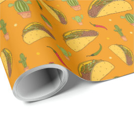 Papel De Presente Tacos desenhados à mão e chilros Padrão de Comida 