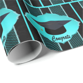 Papel De Presente Tampa de Graduação Falso Rhinestone Preto Turquesa
