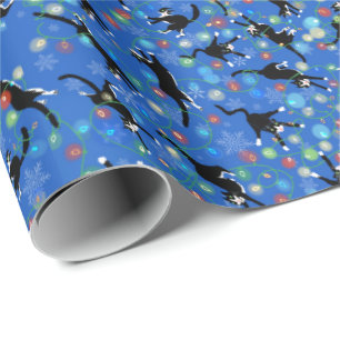 Papel De Presente Tangas de Gato Engraçadas em Luzes de Natal