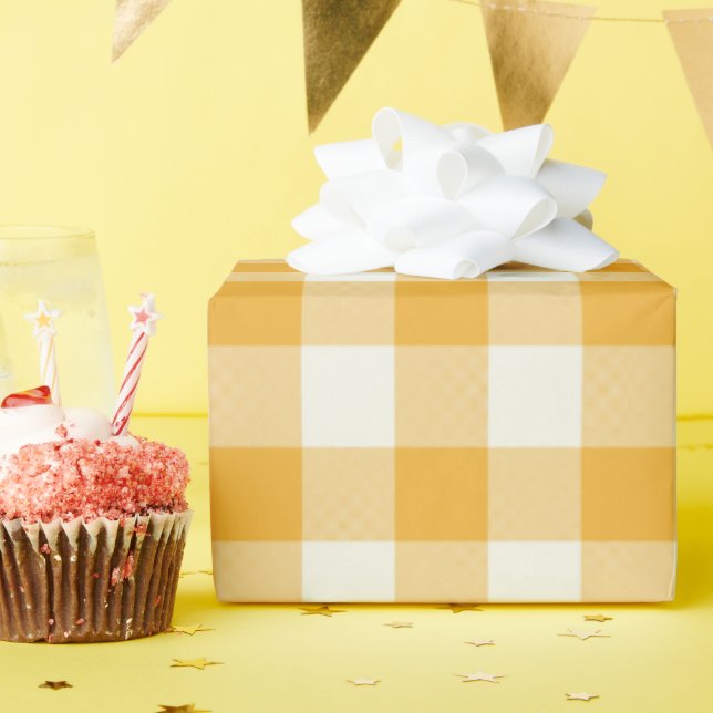 Papel De Presente Tangerine Gingham - Wrapping Paper (Festa de aniversário)