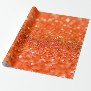 Papel De Presente Tangerine Orange Glitter Design