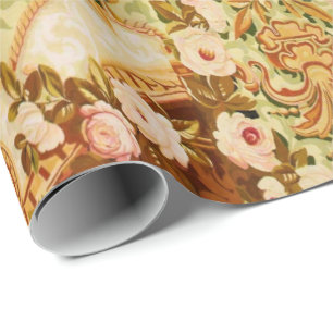 Papel De Presente Tapeçaria francesa barroca vitoriana floral rosa